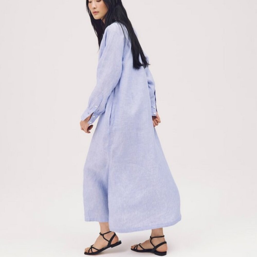 J. Crew Light Blue Linen Maxi Shirt Dress - Picture 3 of 15